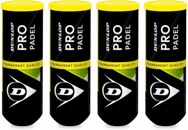 Dunlop, Pro Padel, Lot de 4 Tubes de 3 Balles Padel, Balles de Padel de qualité